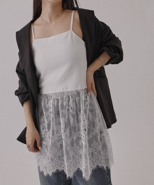 アイラッシュレースドッキングキャミ