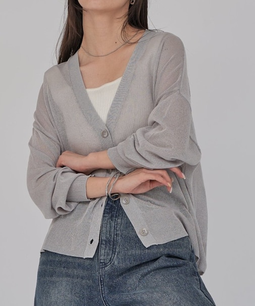 シアーVネックカーディガン