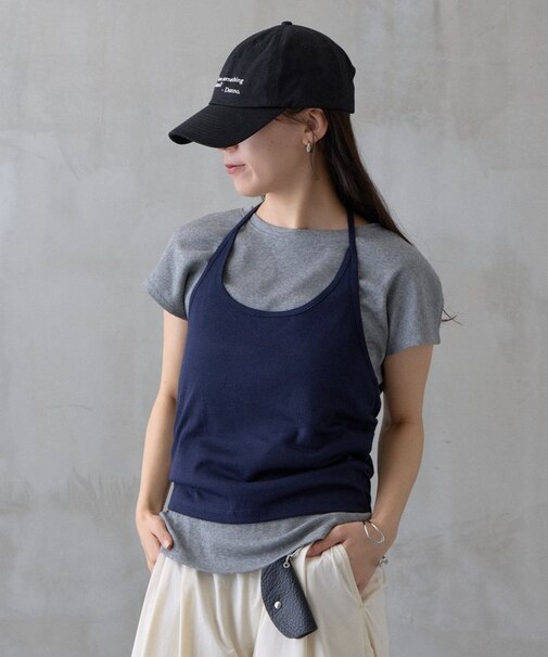 【PIKO企画/WEB限定】ホルターネックキャミソールレイヤードTシャツ