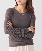 【WEB限定】袖シャーリングシアーロングTシャツ