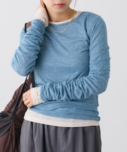 【WEB限定】袖シャーリングシアーロングTシャツ