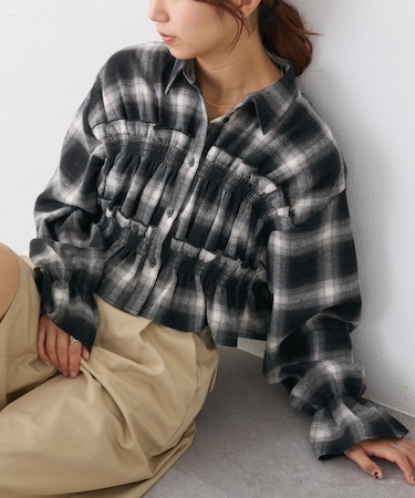 【WEB限定】先染めビエラ起毛チェックシャーリングシャツ