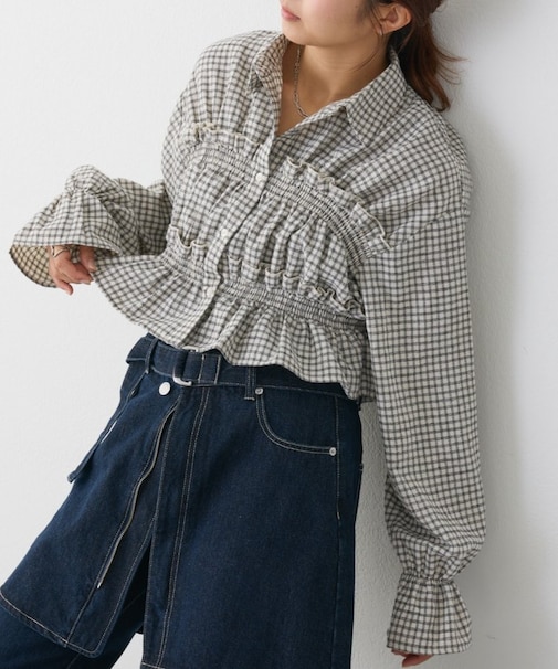 【WEB限定】先染めビエラ起毛チェックシャーリングシャツ