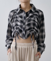 【WEB限定】シアービエラチェックフロントシャーリングシャツ