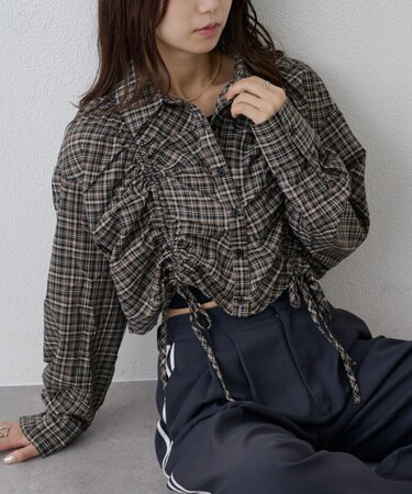 【WEB限定】シアービエラチェックフロントシャーリングシャツ