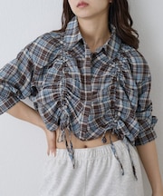 【WEB限定】シアービエラチェックフロントシャーリングシャツ
