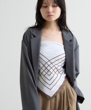 スクエアライン柄スカーフ65cmx65cm