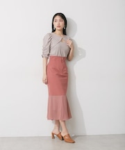 シフォン切替マーメイドスカート