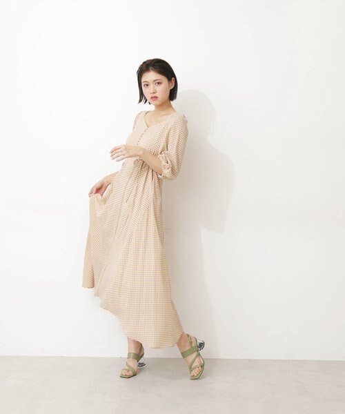 ジル・スチュアート　ラッフルカラー　ギンガムチェックワンピース　ベルト付　ピンク JILLSTUART - ジル・スチュアート ラッフルカラー ギンガム