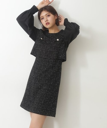 ミックスツイードワンピース