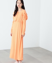 クシュクシュストレッチカーデ&ワンピースセット WEB限定カラー:オレンジ