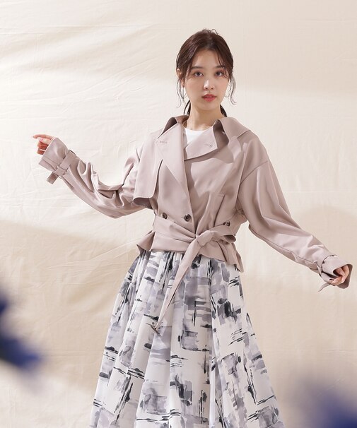 ショートトレンチコート　WEB限定カラー：パールモカ・クリアブルー