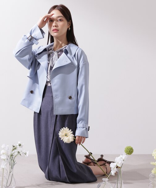 ショートトレンチコート　WEB限定カラー：パールモカ・クリアブルー