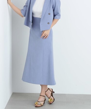 カラーリネンライクセミフレアスカート