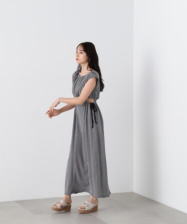 ハダミセギンガムカットソーワンピース