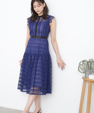 ストライプレースワンピース