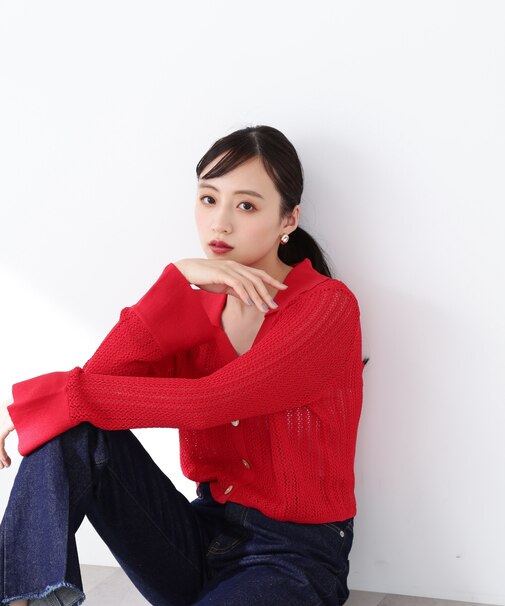 メッシュエリツキカーデトップス