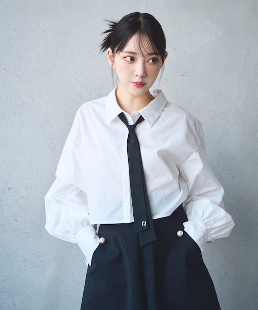 ネクタイツキソデタッククレリックシャツ