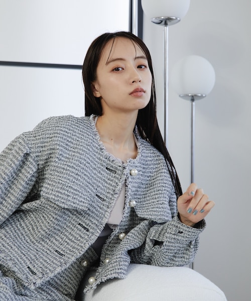 フリンジツイードノーカラージャケット｜ジルバイジルスチュアートの