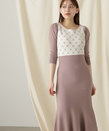 ロゴジャガードマーメイドニットワンピース