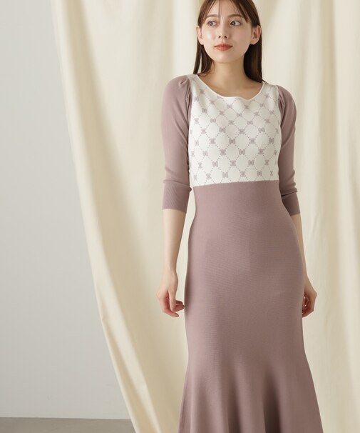 ロゴジャガードマーメイドニットワンピース