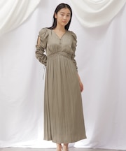 ◇ビッグフラワーシャーリングワンピース　WEB限定カラー：レッド
