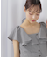 リネンライククロップドブラウス　WEB限定カラー:ブルー