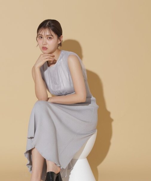 チュールドッキングニットワンピース