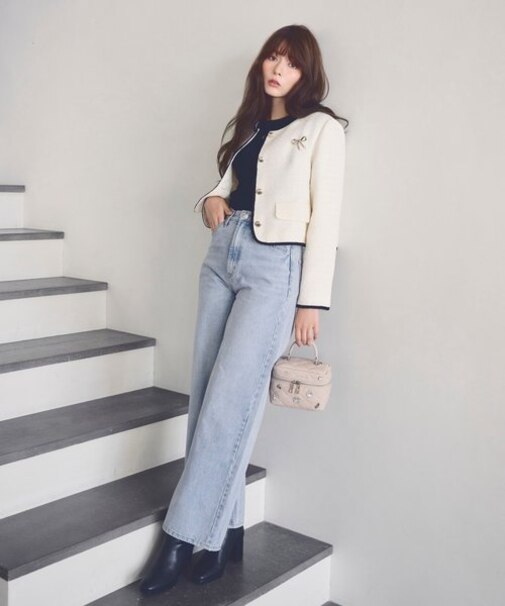 ◆＜ジルバイベーシック＞ストレートワイドデニムパンツ