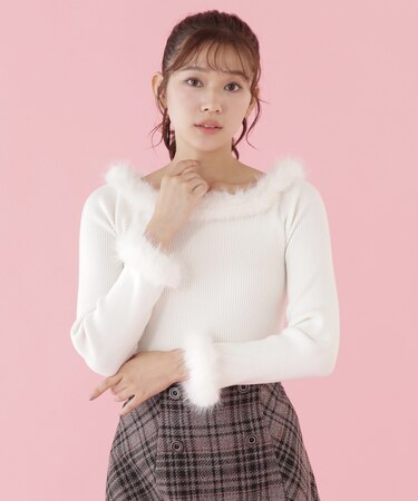 フェイクファートリムニット