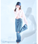 ダメージデニムスリットワイドパンツ