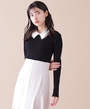 衿付きリブニット