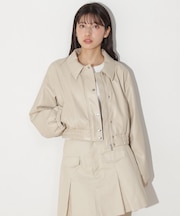 フェイクレザーショートブルゾン