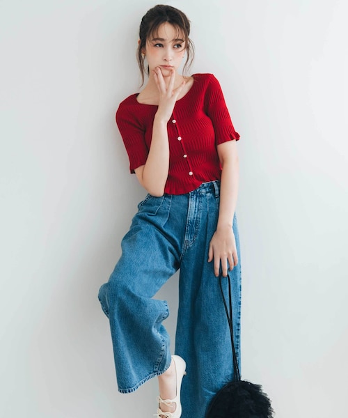 EDWINコラボ タックワイドパンツ｜ジルバイジルスチュアートの