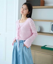 ビジュー付きカギ編みアンサンブル