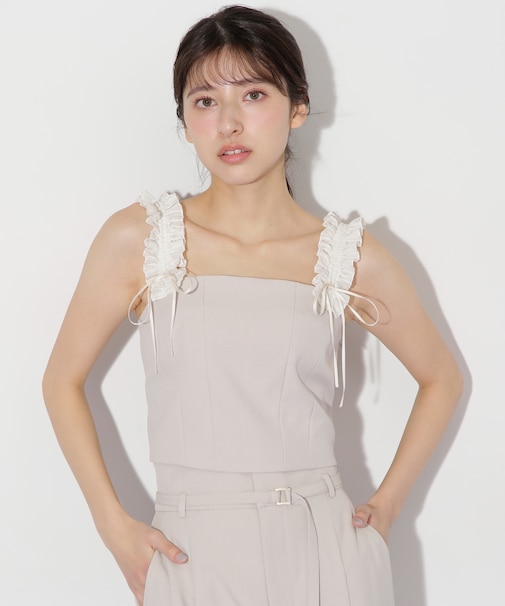 〈セットアップ対応〉フリルショルダービスチェ