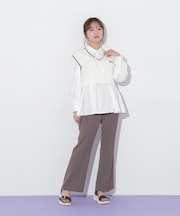 ハイウエストセンタープレスフレアパンツ