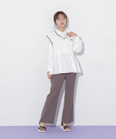 ハイウエストセンタープレスフレアパンツ