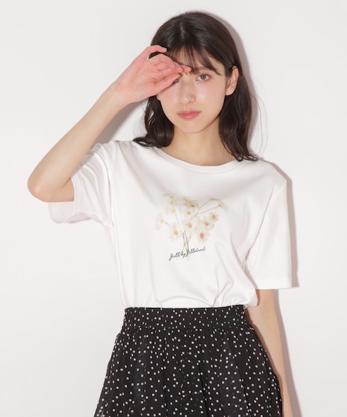 リ*カ様 45R 45RPM アート フラワー プリント Tシャツ ワイド ドル リ*カ様 45R 45RPM アート フラワー プリント Tシャツ ワイド