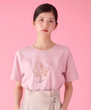 アートフラワープリントTシャツ