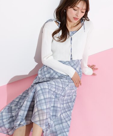 ショートカーデ・ラッフルキャミワンピセット