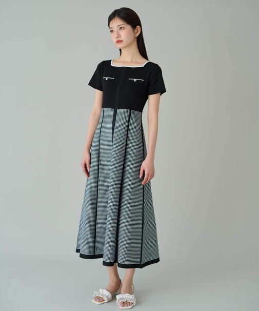 ジャガードニットフレアワンピース