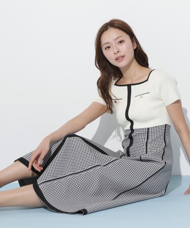 ジャガードニットフレアワンピース