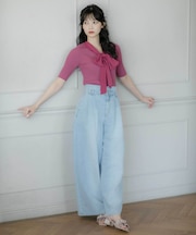 タックワイドライトデニムパンツ