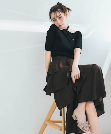 アシメティアードロングスカート