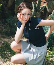 5分袖ダイバーセットアップミニスカート