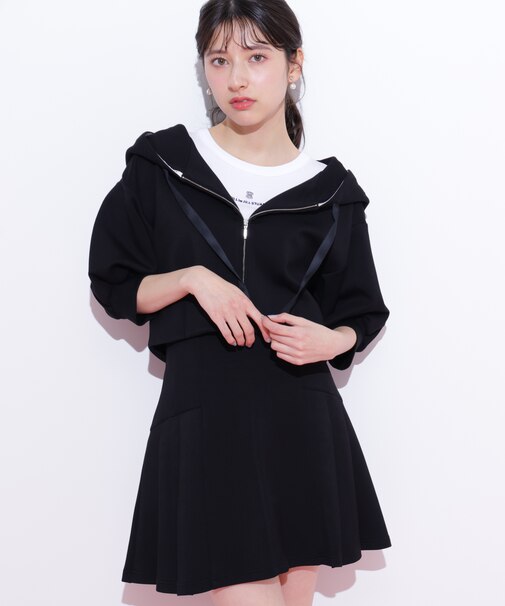 5分袖ダイバーセットアップパーカー