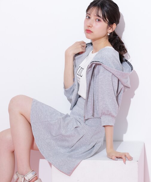 5分袖ダイバーセットアップパーカー