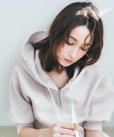 5分袖ダイバーセットアップパーカー