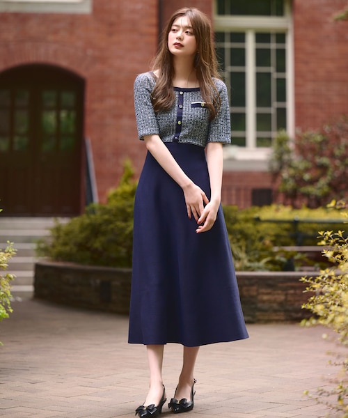 JILL STUART ワンピース JILL by STUART ワンピース ハーフジップニットドッキング